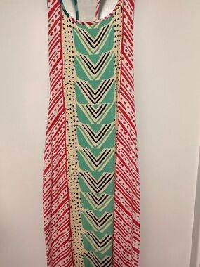 Green and Red Patterned Maxi Skirt - Women
